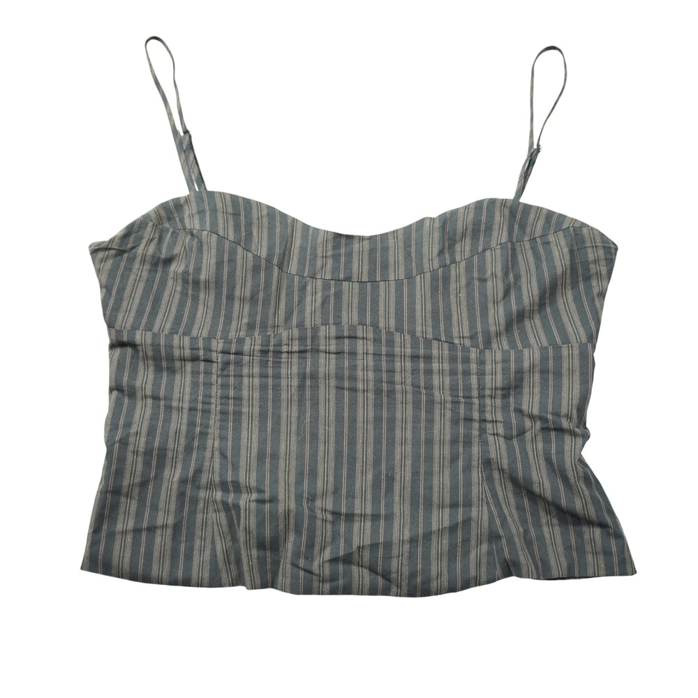 Princess‎ Polly Pinstripe Corset Top Grey Brown Stripe Sweetheart Camisole Party
